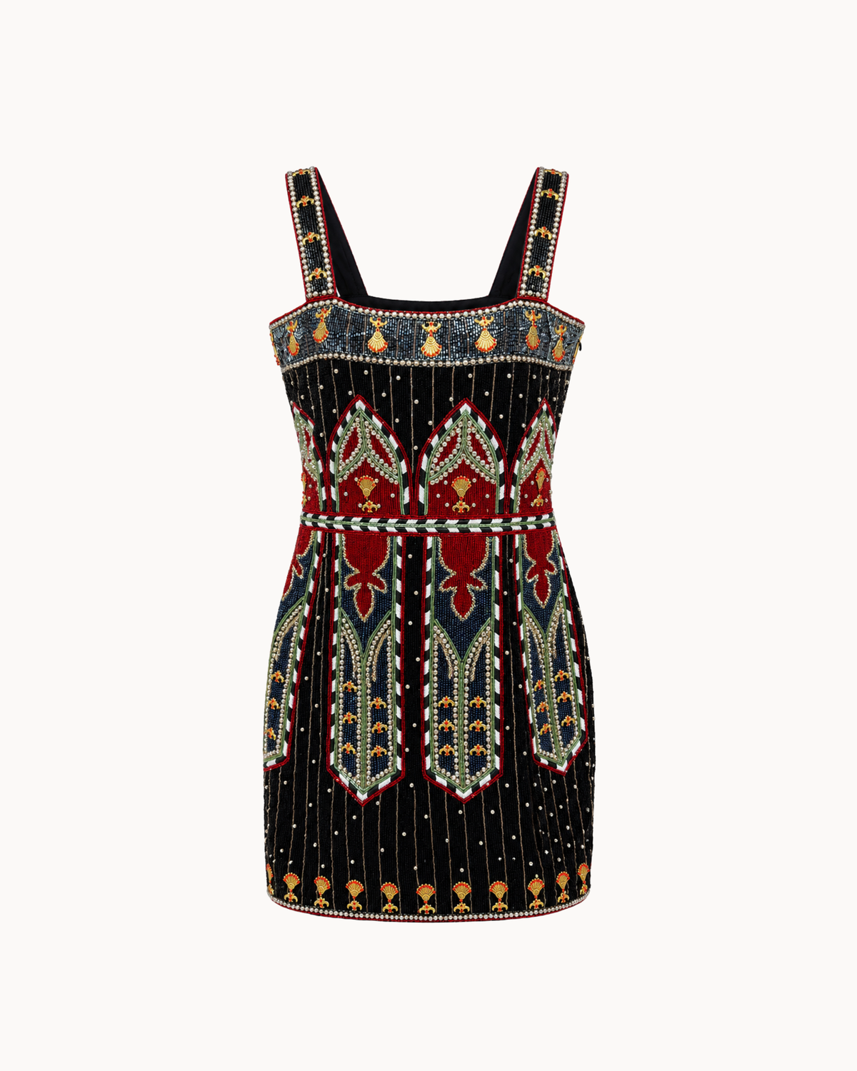 Midnight Maharani Beaded Dress with Cape