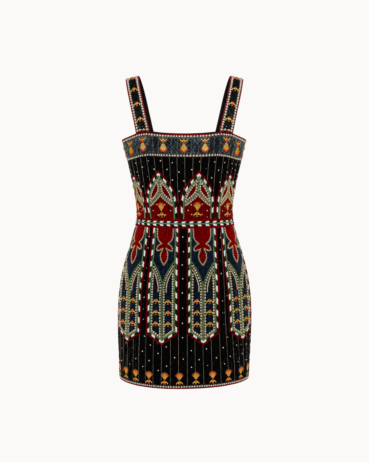 Midnight Maharani Beaded Dress with Cape