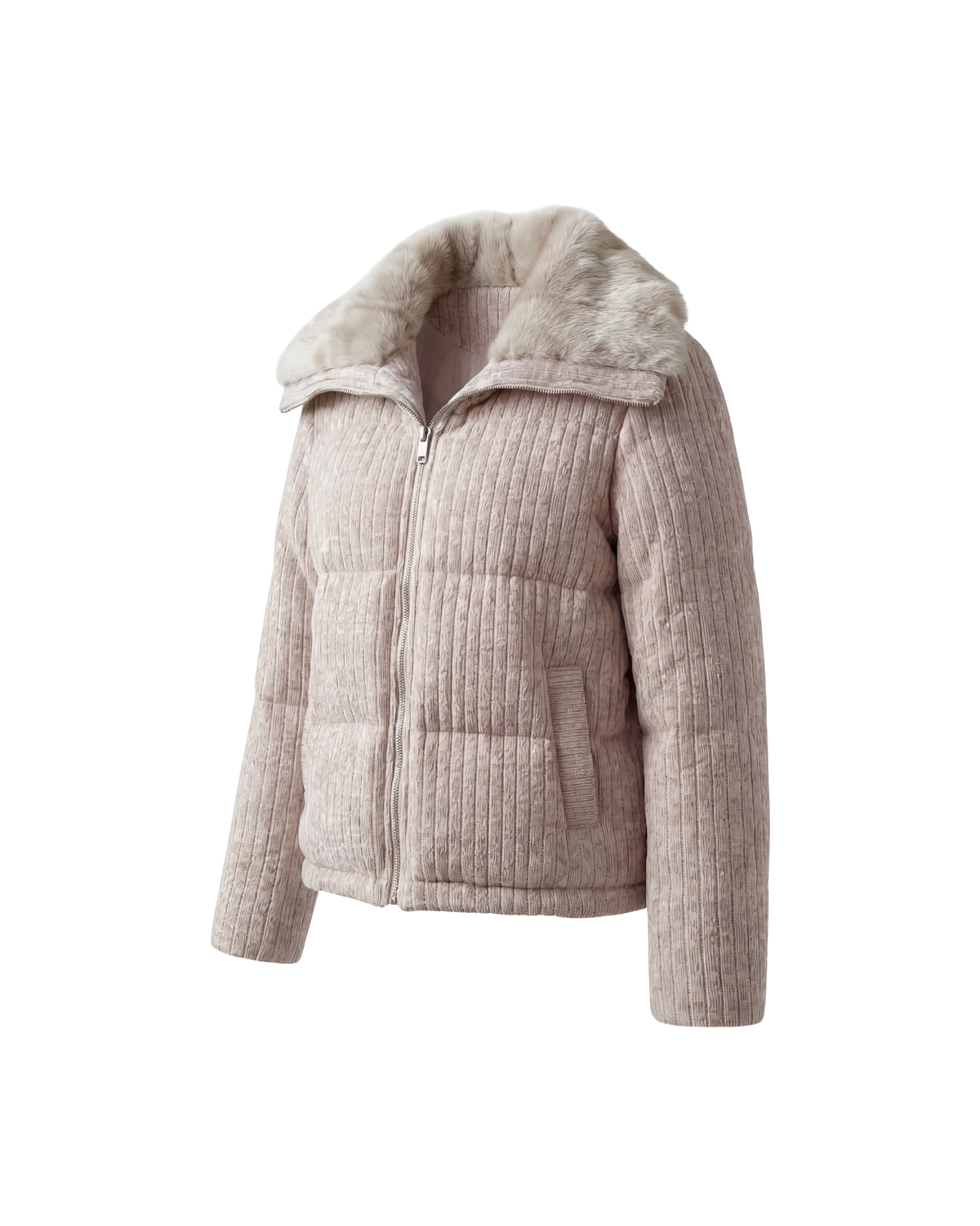 Cloud Corduroy Mink Jacket - Nude
