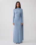 Alina Velvet Maxi Dress - Mist Blue