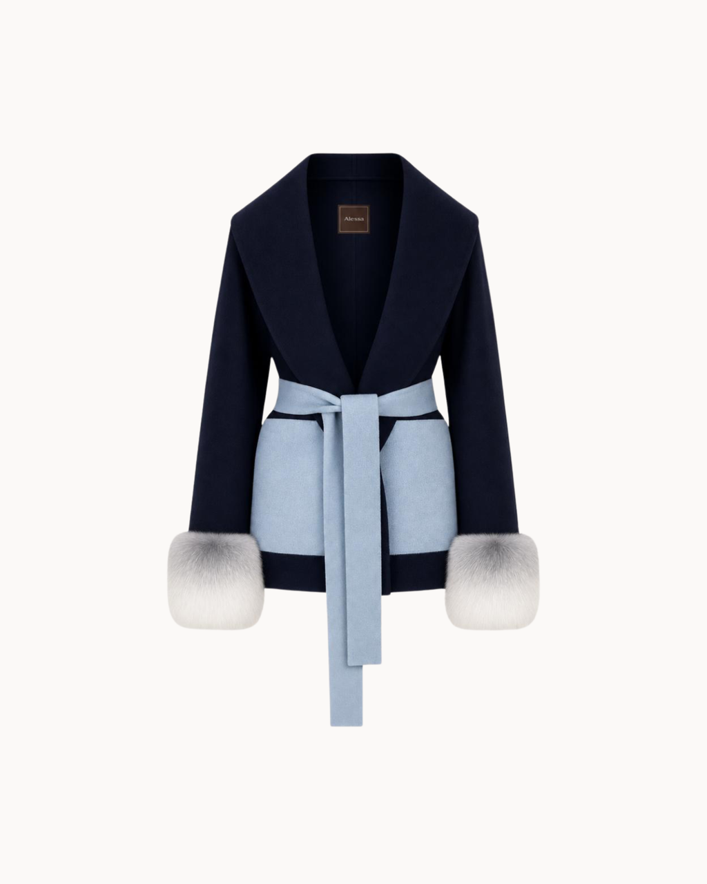 Belted Fur Cuff Coat – Midnight Glacier