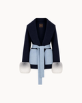 Belted Fur Cuff Coat – Midnight Glacier