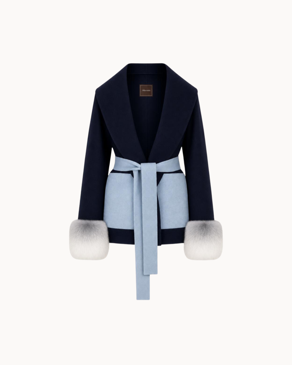 Belted Fur Cuff Coat – Midnight Glacier
