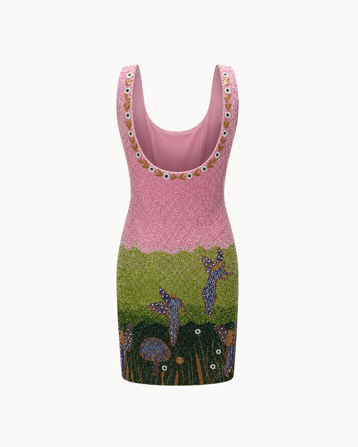 Robe perlée matcha fraise