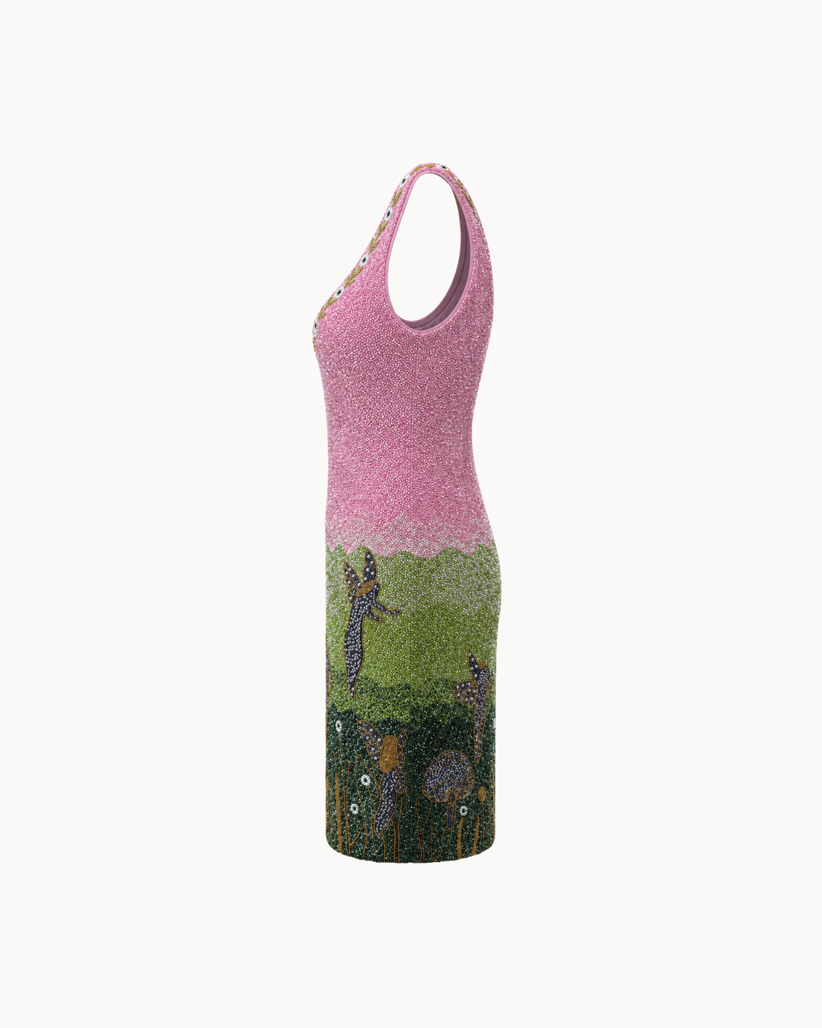 Robe perlée matcha fraise