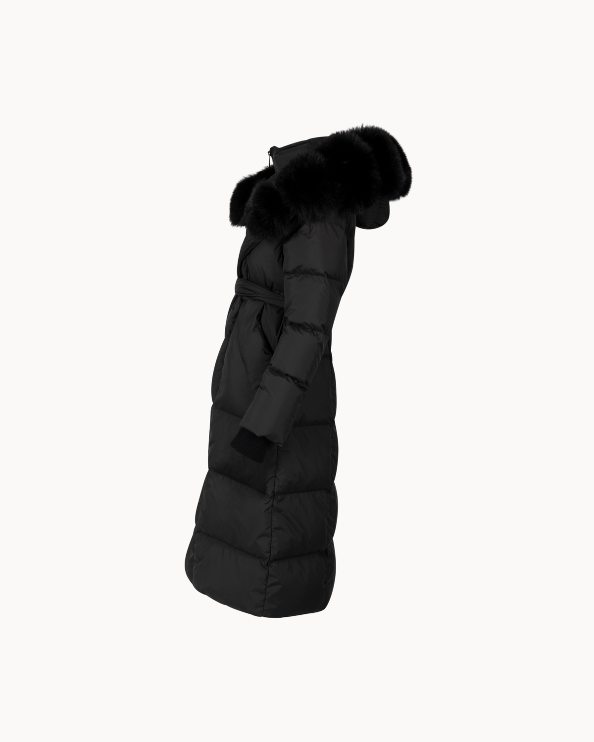 Sasha Fox Fur Padded Coat - Black