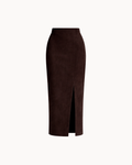 Jupe midi en suède - Espresso intense