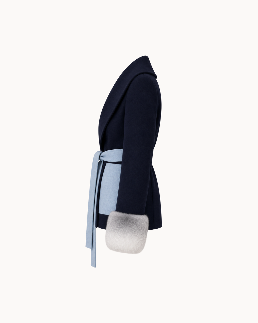 Belted Fur Cuff Coat – Midnight Glacier