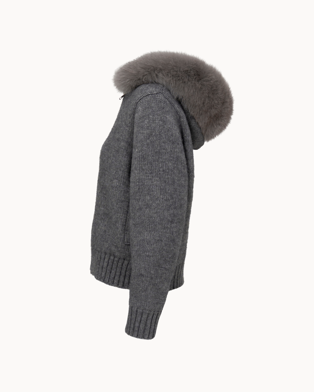 Faux Fur Jacket Satin - Grey