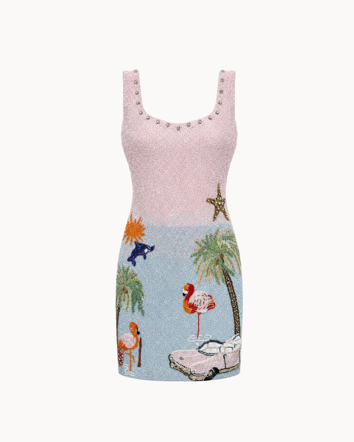 Flamingo Ombre Beaded Dress