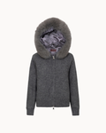 Faux Fur Jacket Satin - Grey