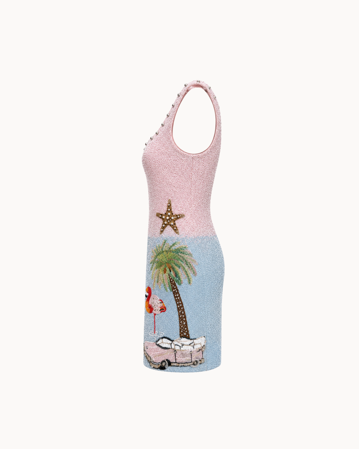 Flamingo Ombre Beaded Dress