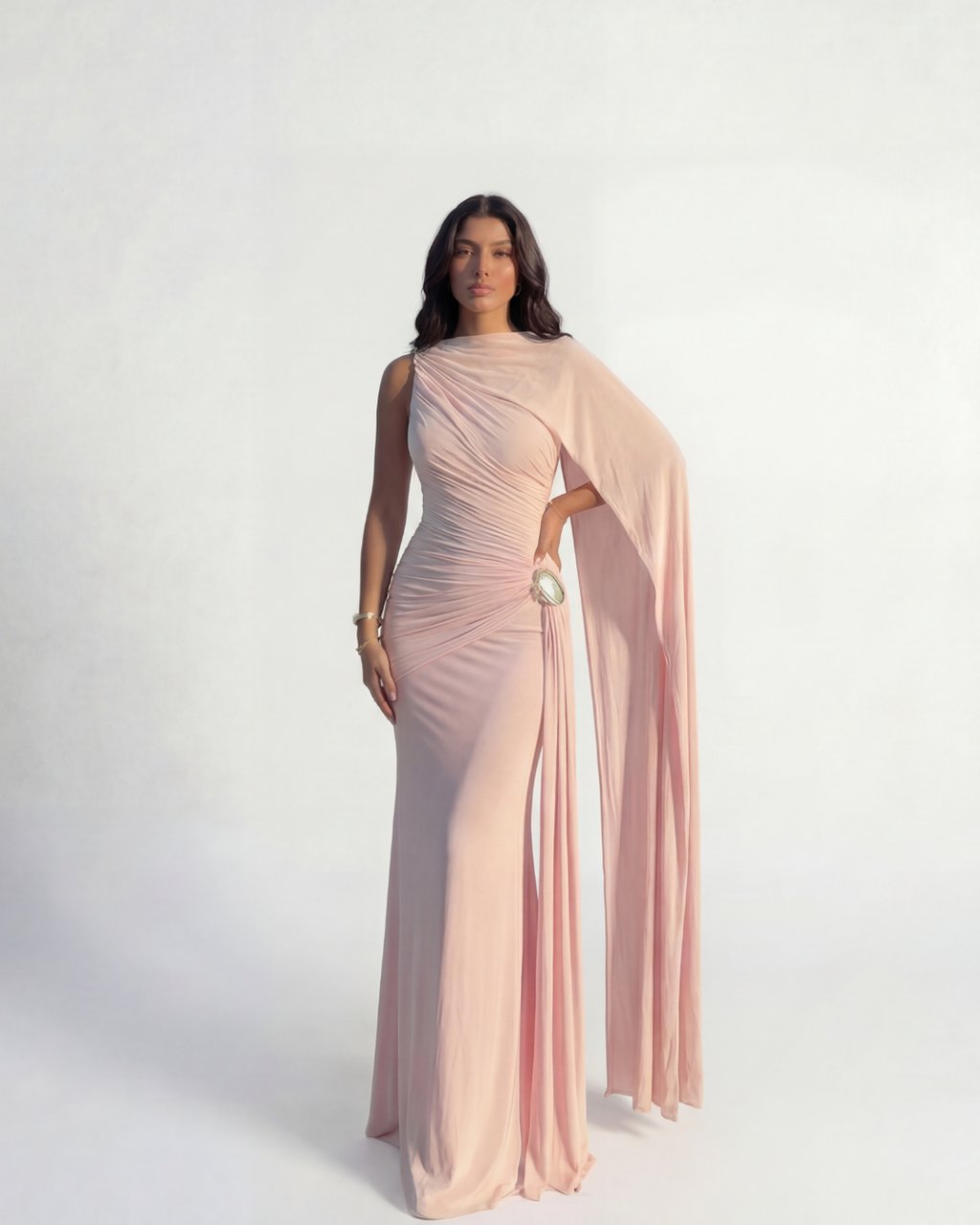 Robe longue Seraphine - Rose poudré