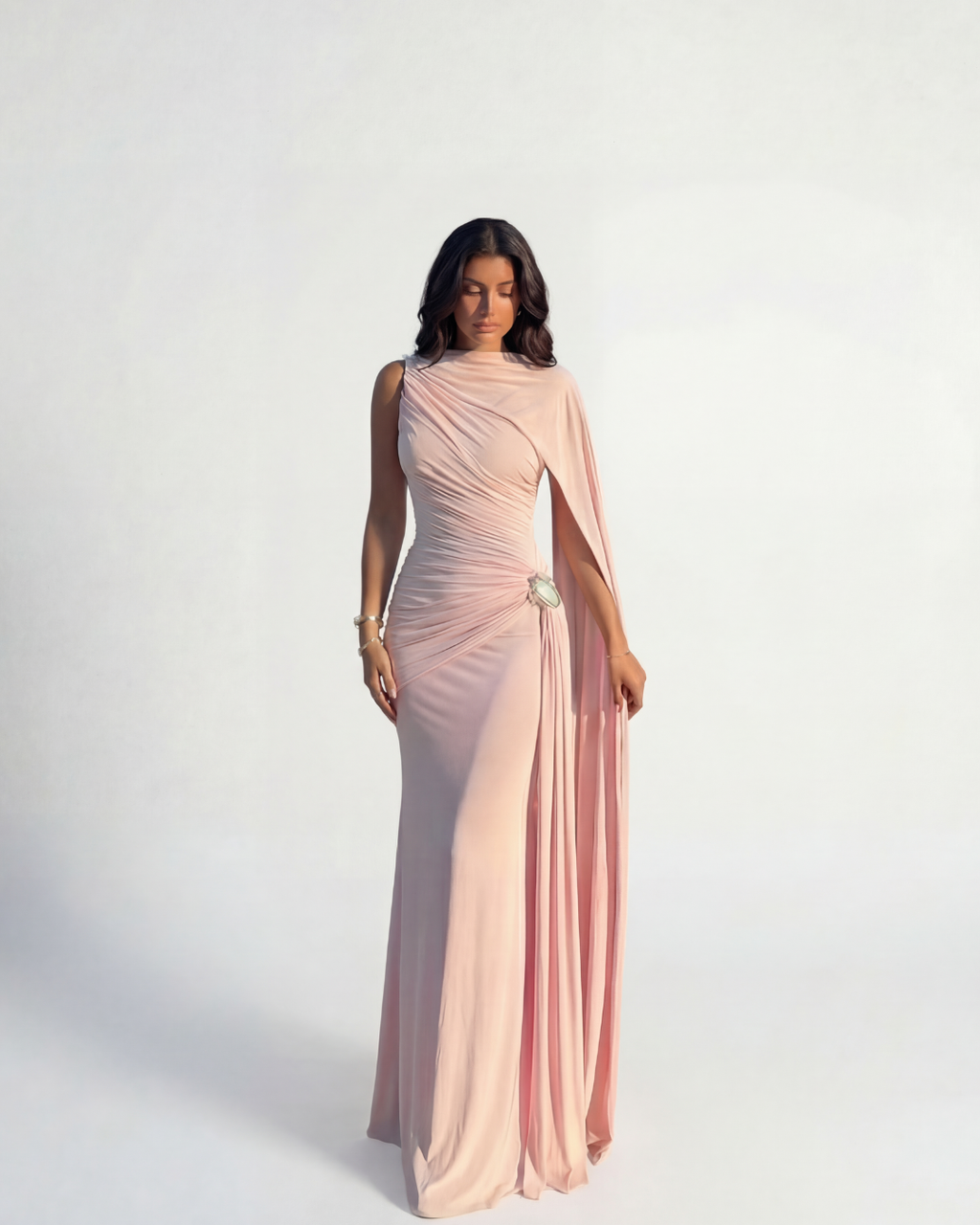 Robe longue Seraphine - Rose poudré