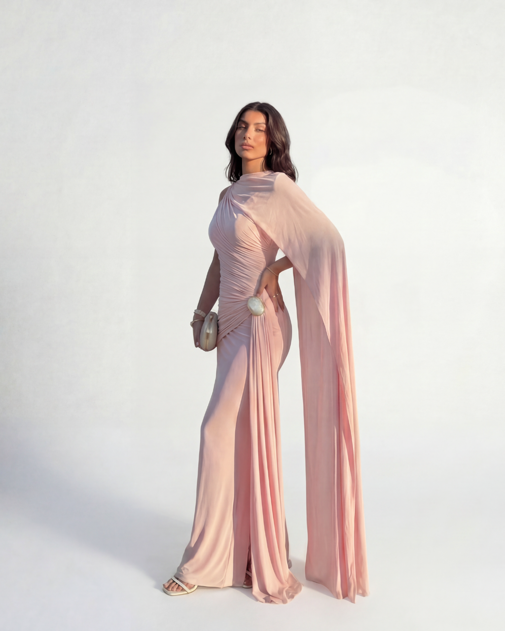 Robe longue Seraphine - Rose poudré