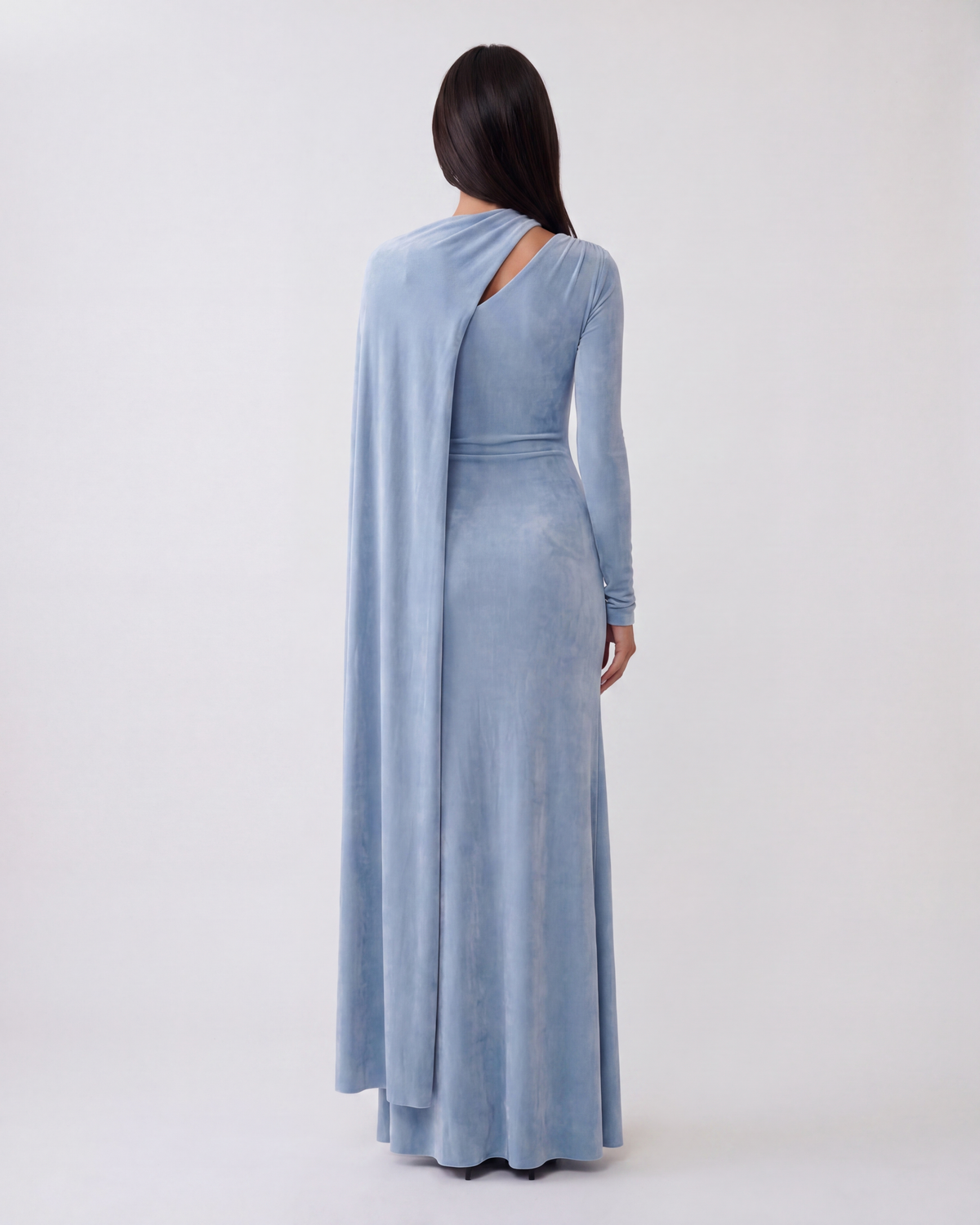 Alina Velvet Maxi Dress - Mist Blue
