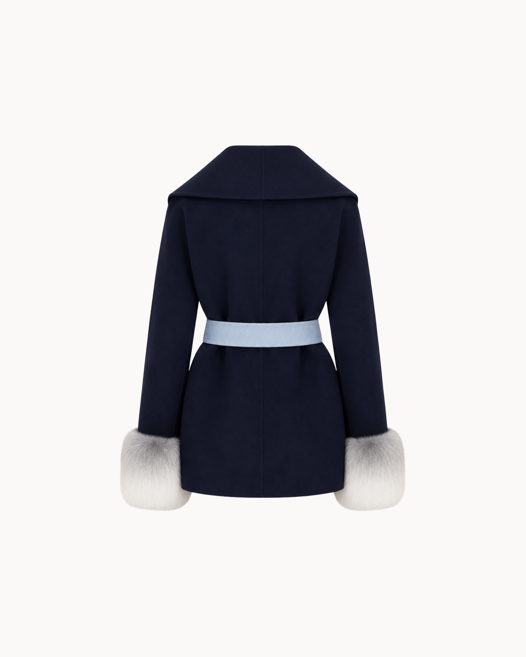 Belted Fur Cuff Coat – Midnight Glacier