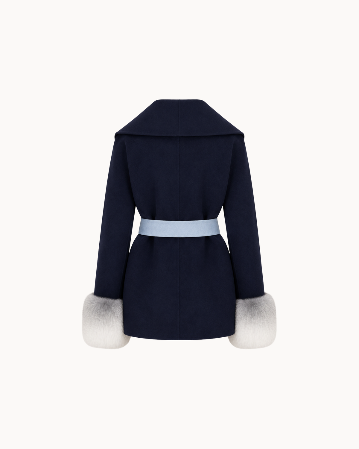 Belted Fur Cuff Coat – Midnight Glacier