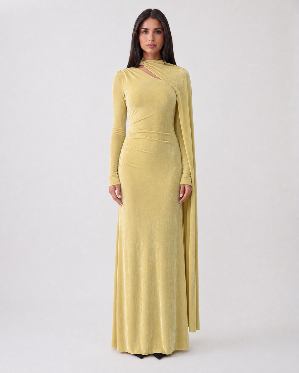 Alina Velvet Maxi Dress - Buttercream