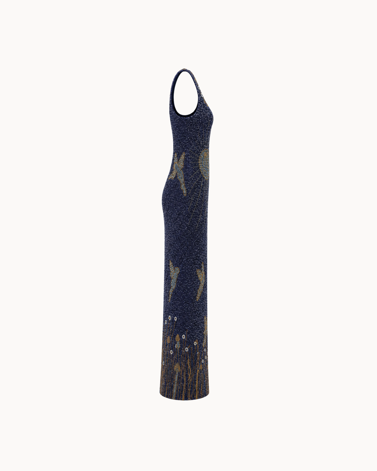 Midnight Garden Beaded Column Gown