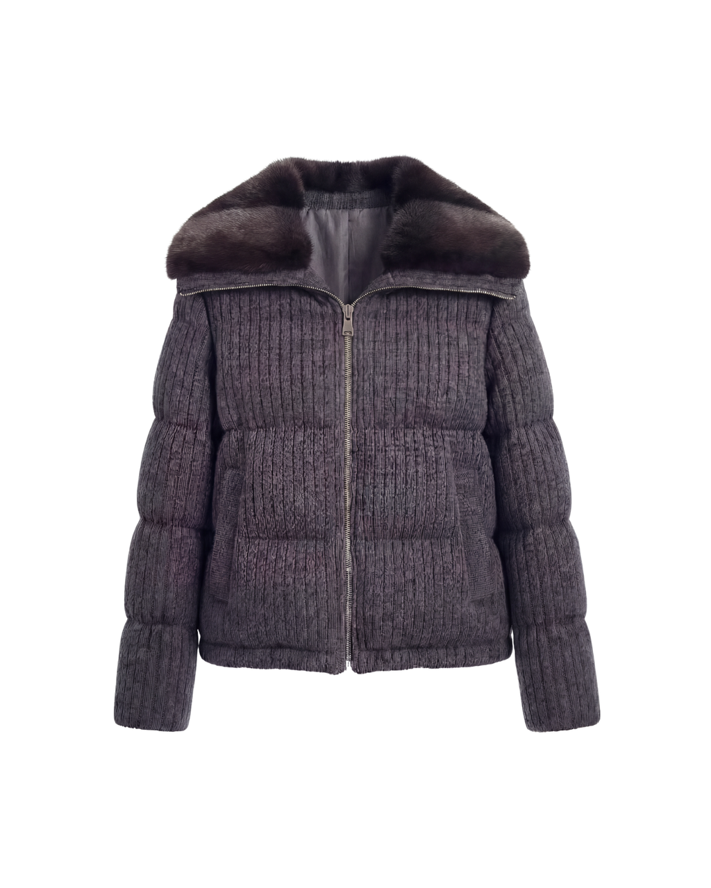 Cloud Corduroy Mink Jacket - Charcoal