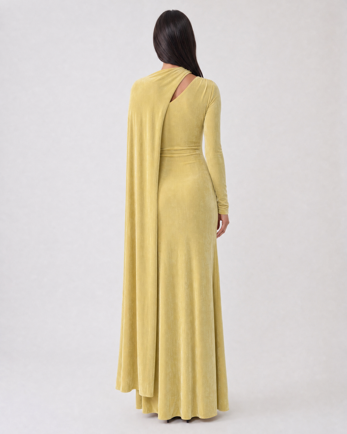 Alina Velvet Maxi Dress - Buttercream