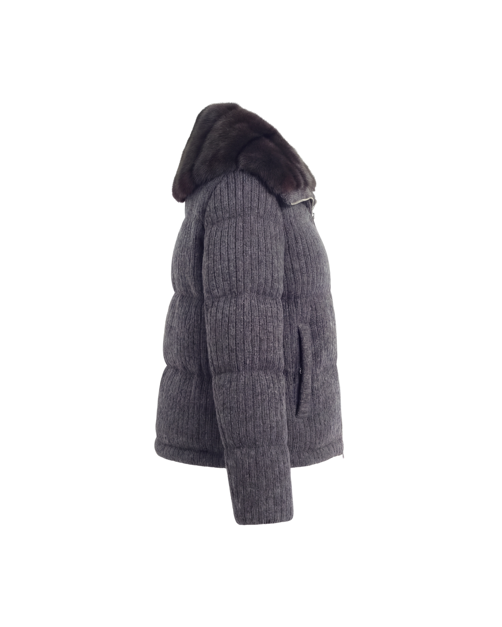 Cloud Corduroy Mink Jacket - Charcoal