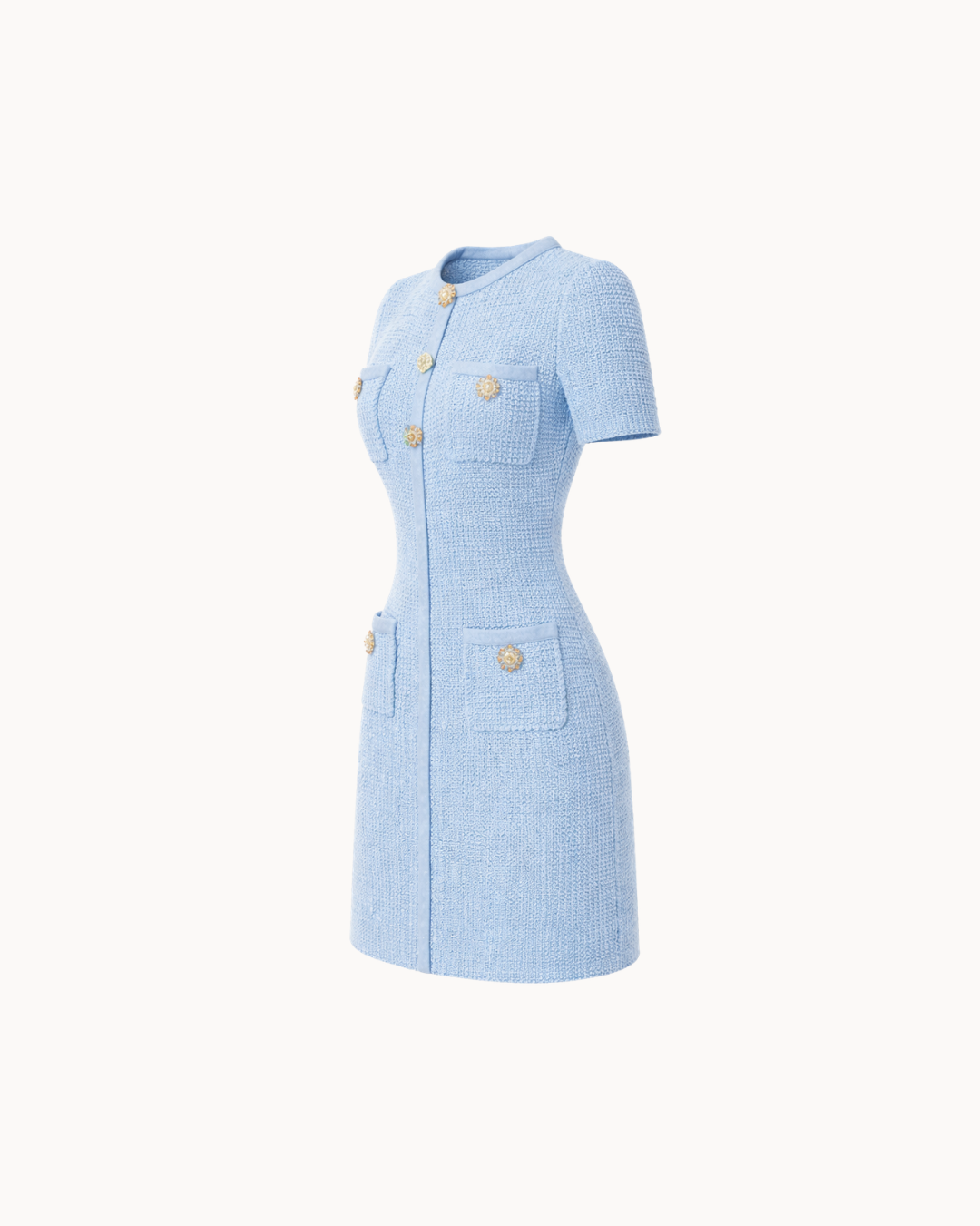 Céleste Tweed Mini Dress - Sky