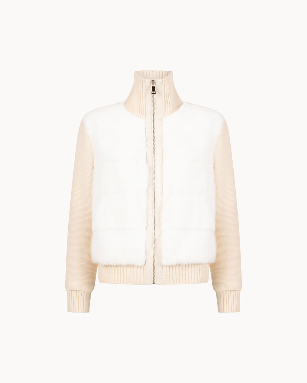 Puffer Fur Knit Jacket – Ivory