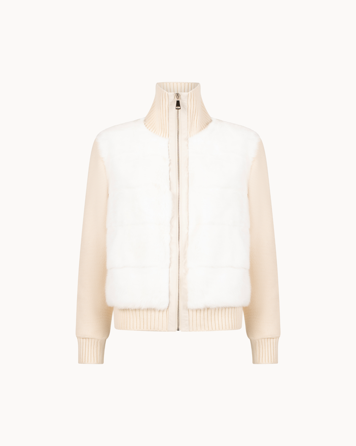 Puffer Fur Knit Jacket – Ivory