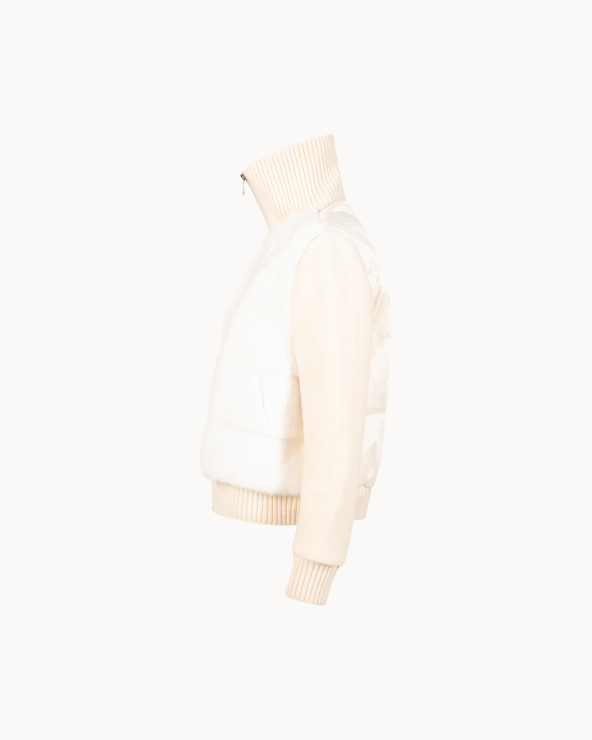 Puffer Fur Knit Jacket – Ivory
