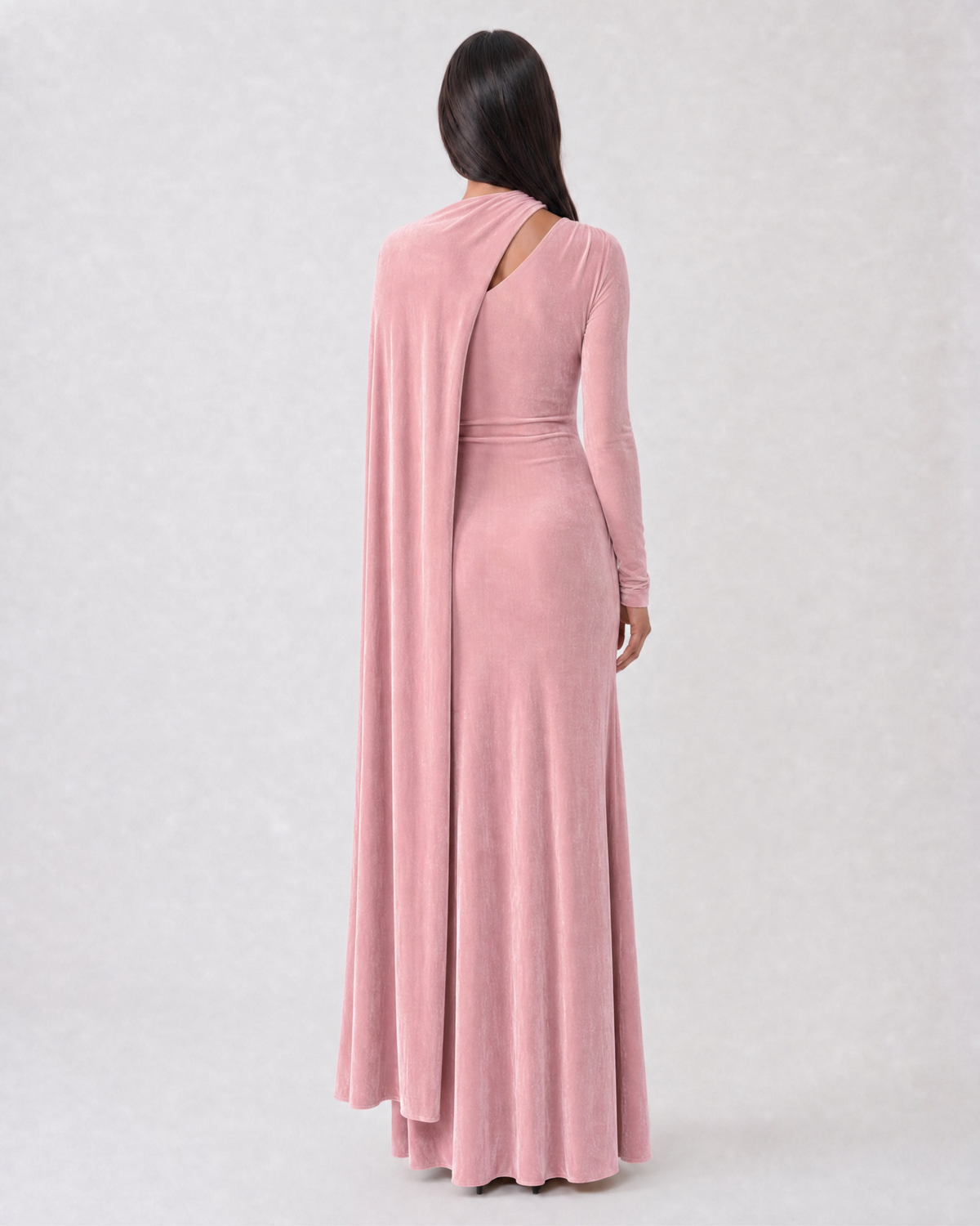 Alina Velvet Maxi Dress - Blush Rose