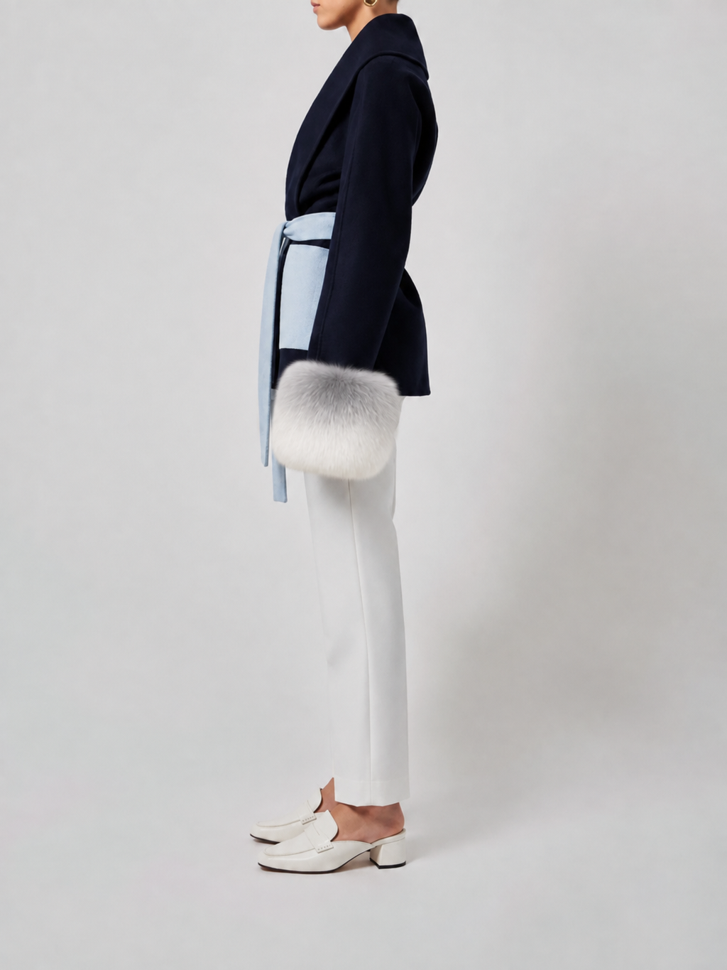 Belted Fur Cuff Coat – Midnight Glacier