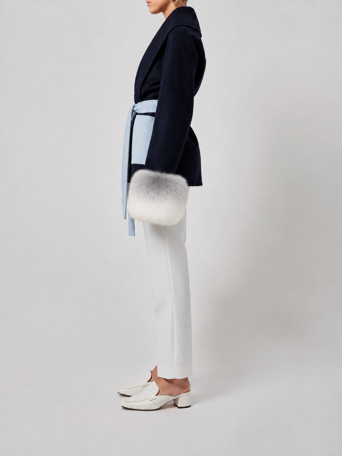 Belted Fur Cuff Coat – Midnight Glacier